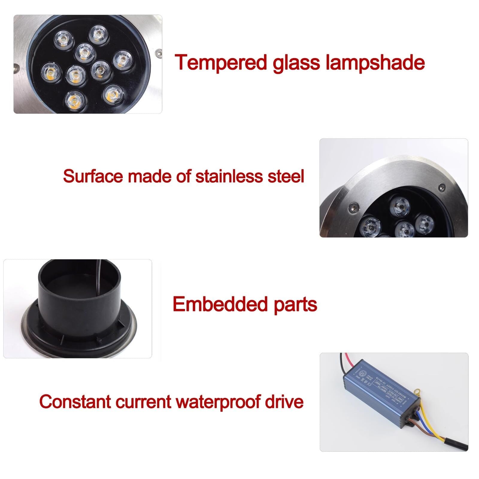 Focos Redondos For Exteriores - Focos Led Empotrables Exterior, Foco LED Empotrable De CA 220V, Luces Subterráneas Ultrafinas Impermeables IP65, Luz Enterrada For Patio De Jardín Al Aire Libre(White,2