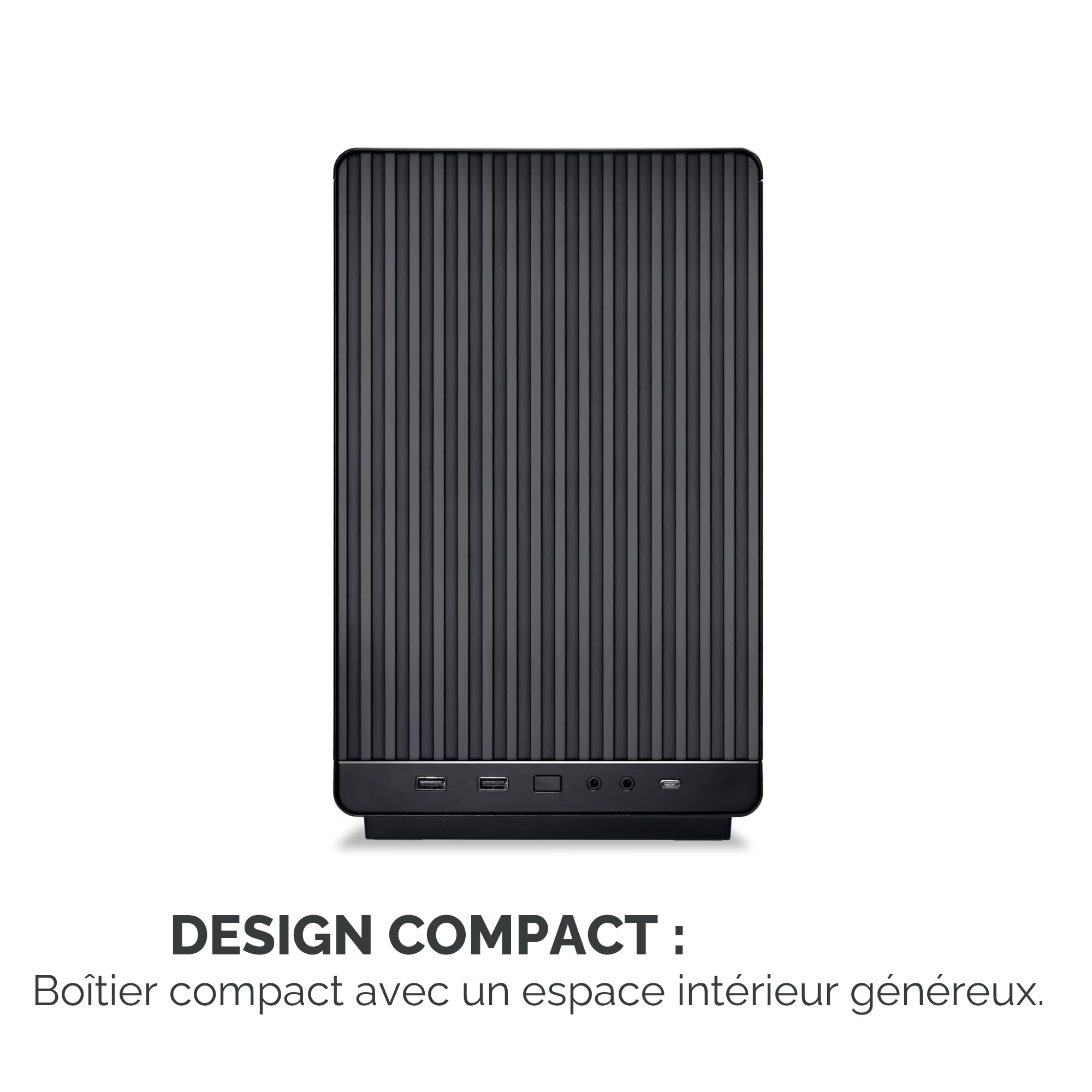 Boitier PC Lian Li DAN Cases A3-mATX, châssis Personnalisable, Espace de 415 mm pour la Carte Graphique, radiateur Jusqu’à 360 mm, Acier, Plastique, Noir