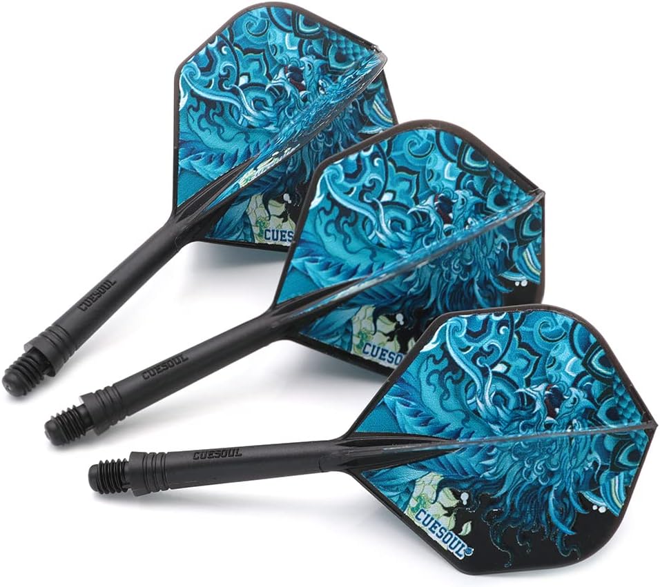 CUESOUL Integrated Dart Shaft and Flights with Four Mythological Symbols Design-Size M 28mm