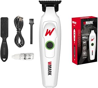 WMARK NG-7203 Rechargeable Detail Trimmer 440C Stainless Steel DLC Blade Ceramic Moving Blade 7000 RPM Motor 1800mAh Lithium Battery 200 Minutes Runtime ABS Housing LED Indicator Type-C Charging WHITE