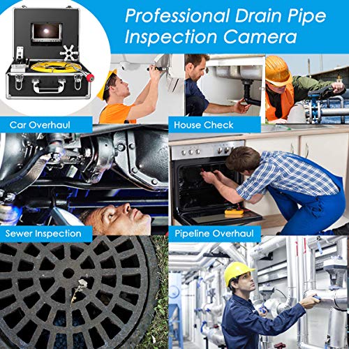 Sewer Pipe Inspection Camera, Anysun 50M/165ft Waterproof IP68 Plumbing Camera with DVR Recorder, Pipeline Drain Industrial Endoscope Snake Cam with 7 Inch LCD Monitor 1000TVL (Include 8GB SD Card) - Thumbnail 3