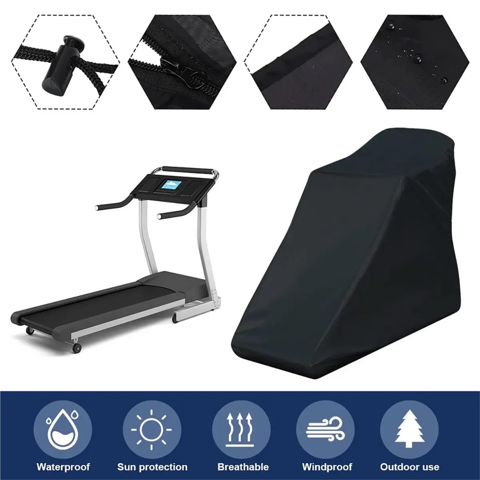 Housse de tapis de course pour intérieur et extérieur, course à pied, jogging, machine, imperméable, anti-poussière, protection solaire, protection UV, sac de rangement