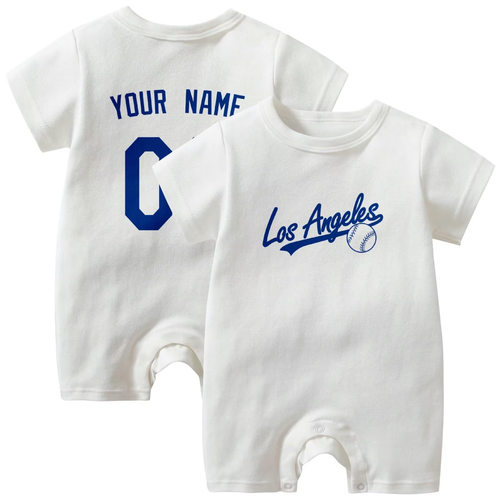 KREDE Baby Clothes Unisex White Bodysuit Rompers Custom Name Number for Baby Boys