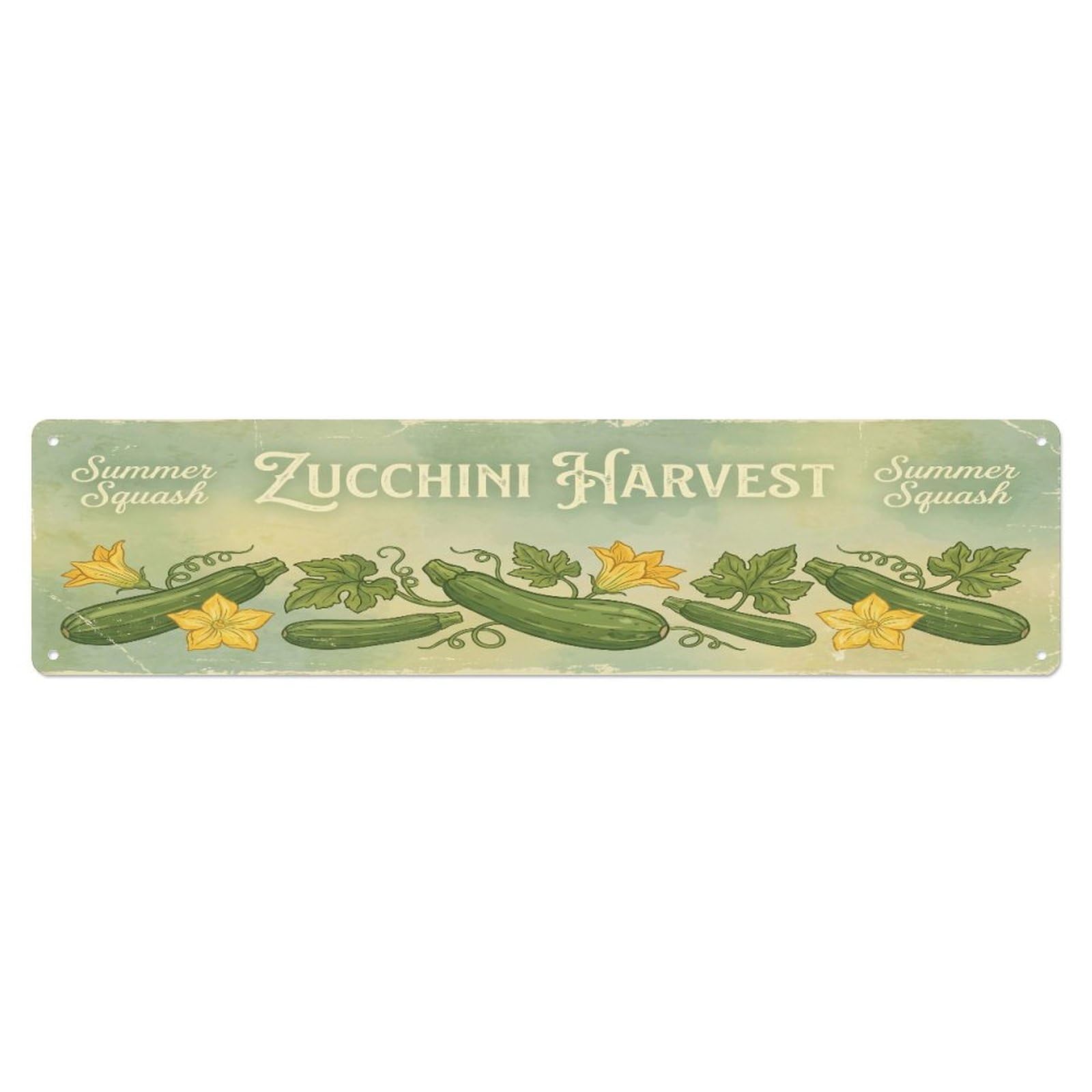 Fqcyn Style Metal Tin Sign Vintage Cottagecore Garden Zucchini Harvest Banner