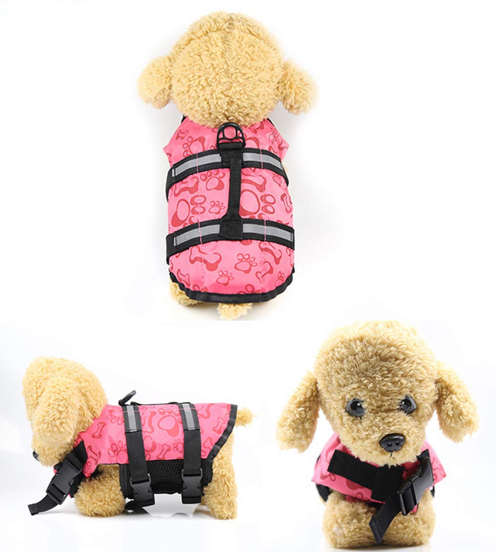 Namzi Pet Life Jacket, Adjustable Dog Lifesaver Reflective Safety Life Vest Coat for Swimming Surfing Boating Dog Life Jacket (XL-Pink)