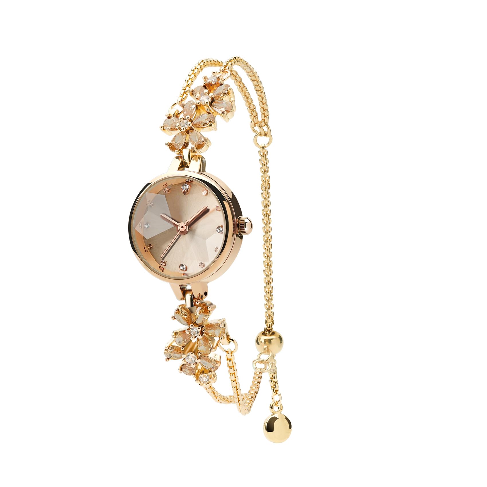 Photo 1 of SURVAN WatchDesigner Watches for Women Japanese Movement Quartz Ladies Fashion Dress Bracelet Wrist Watch Round Dial Brass Strap with Diamonds Women Watch (Champagne Gold)