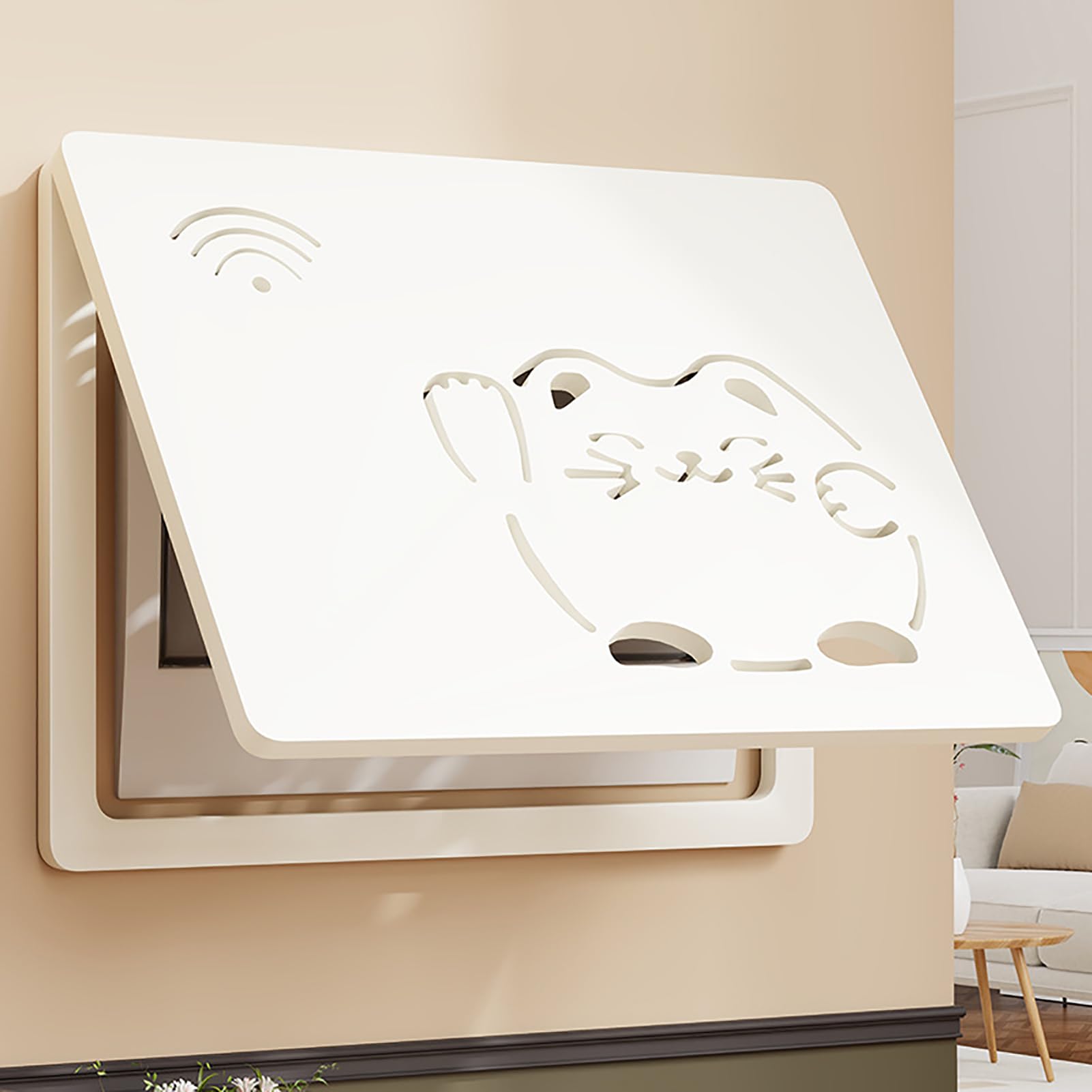 Cache compteur électrique mural 35x25cm beige - Panneau décoratif uni pour boîtier de distribution