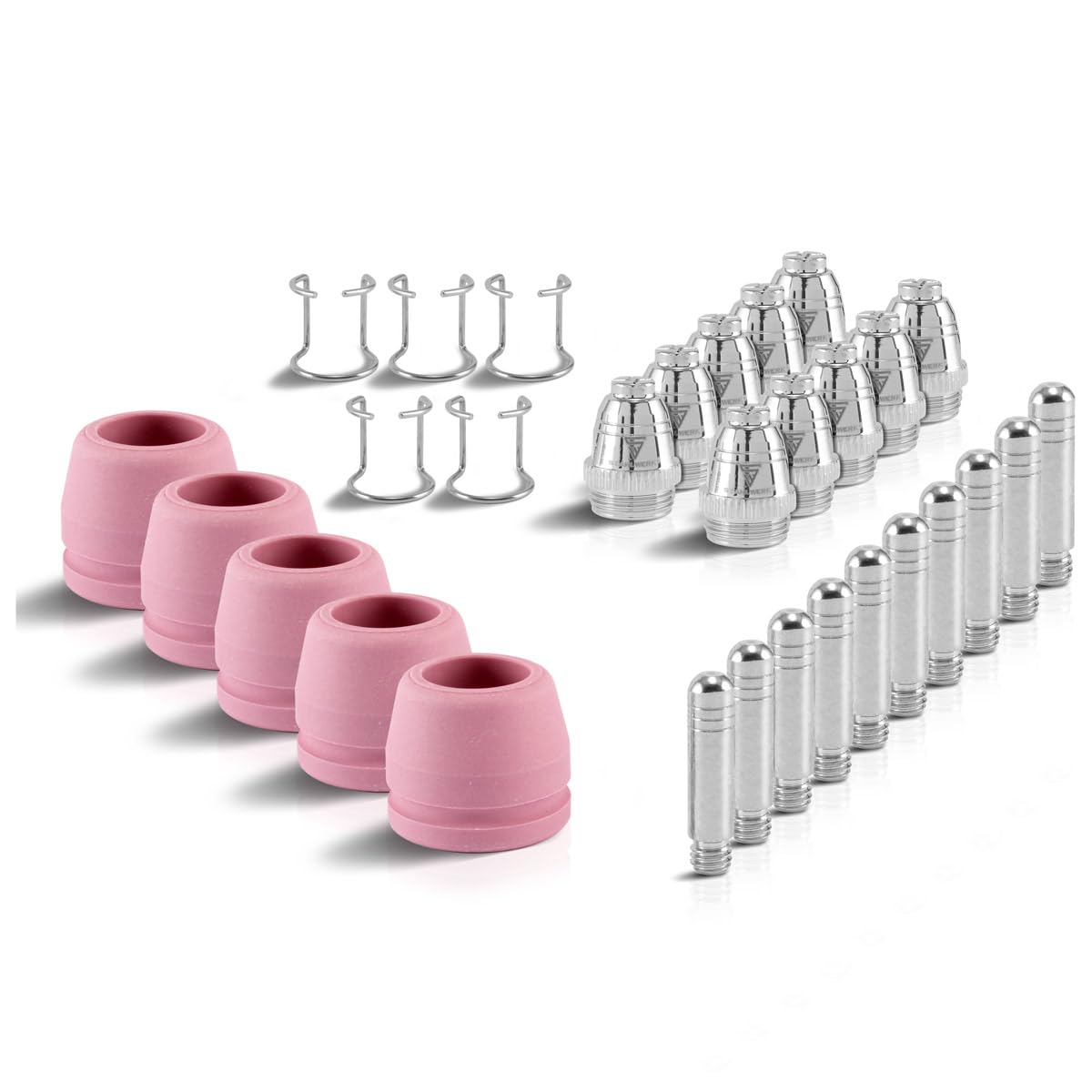 STAHLWERK P-60 Accessoires plasma Pièces d'usure Buses plasma + électrodes + capuchons en céramique pour torche de découpage plasma à allumage pilote P-60 CUT, jeu de 30 pièces