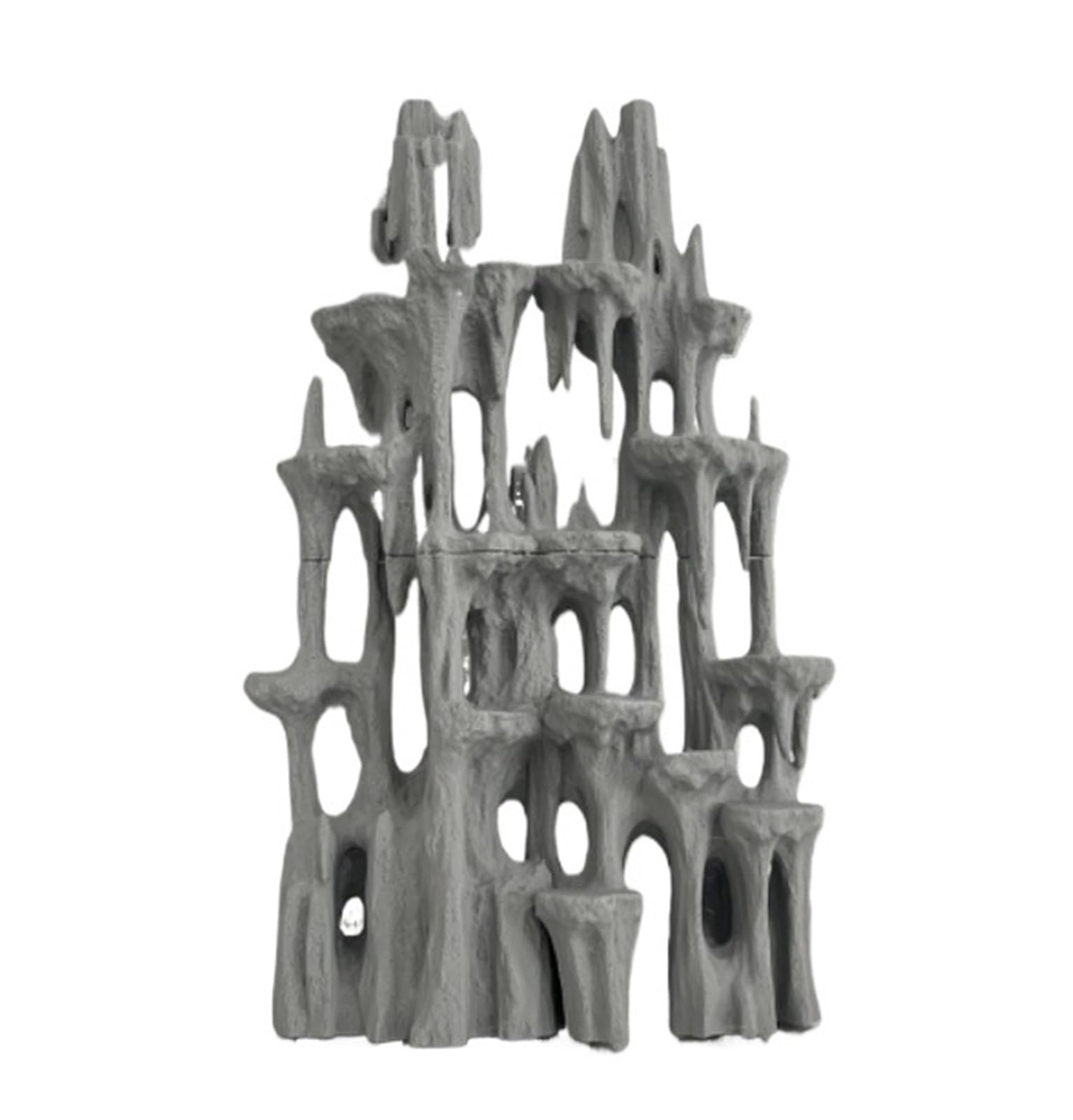 QuxetlRyz Aquarium Tunnel Decoration 3D Printed Aquarium Mountain View Stone Fish Tank Decoration Ornament Small Shrimp Play Hideout Rockery Landscape(Grey)