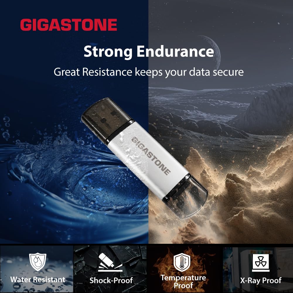 GIGASTONE V40S USB 2.0, pamięć 2 w 1 typu A i typ C, Highspeed, konstrukcja z nasadką ochronną, Plug & Play do smartfonów/komputerów PC / Mac/TV/Auto Audio