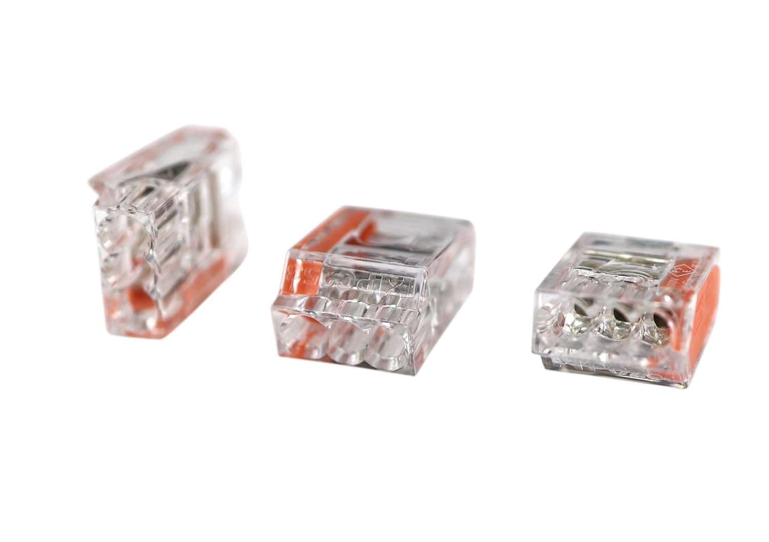 Harrier Hardware 50-Pack Quick Push-in Electrical Wire Connectors, 22-12 AWG Gauge Solid, 3-Port for Junction Wiring Outlet Boxes