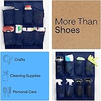 Vista 6 de GORILLA GRIP Organizador de zapatos sobre la puerta, 24 bolsillos grandes de malla transpirable, soporte de almacenamiento colgante que ahorra