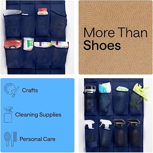 Miniatura 6 de GORILLA GRIP Organizador de zapatos sobre la puerta, 24 bolsillos grandes de malla transpirable, soporte de almacenamiento colgante que ahorra