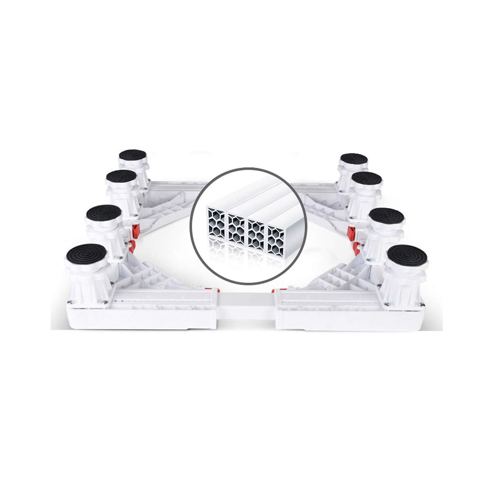 WOTZOV Shockproof Refrigerator Base Stand Universal Base Fridge Stand Washing Machine Holder Stent Appliance Rollers Floor Trays 4/8/12 Feet For Cabinet Vertical Air Conditioner Drye，White 8 feet