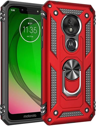 Carcasa de grado militar para Motorola Moto G7 Play Case 360 metal giratorio anillo soporte soporte magnético montaje en coche Armadura a prueba de