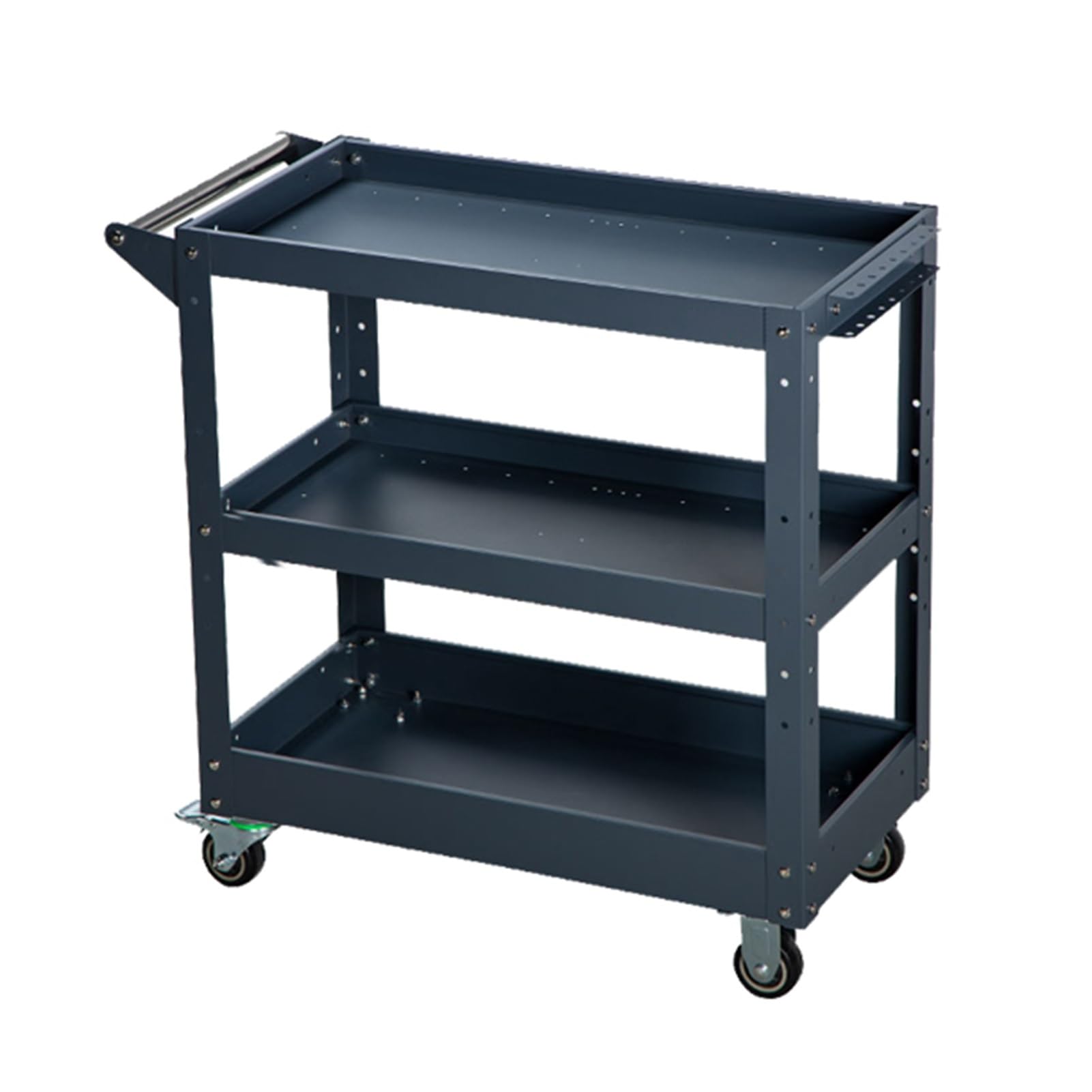 Carrello portautensili a Tre Ripiani, Robusto, con Maniglie, Portata 200 kg, Adatto per Magazzini e officine di Riparazione (Nero, SLE 1).