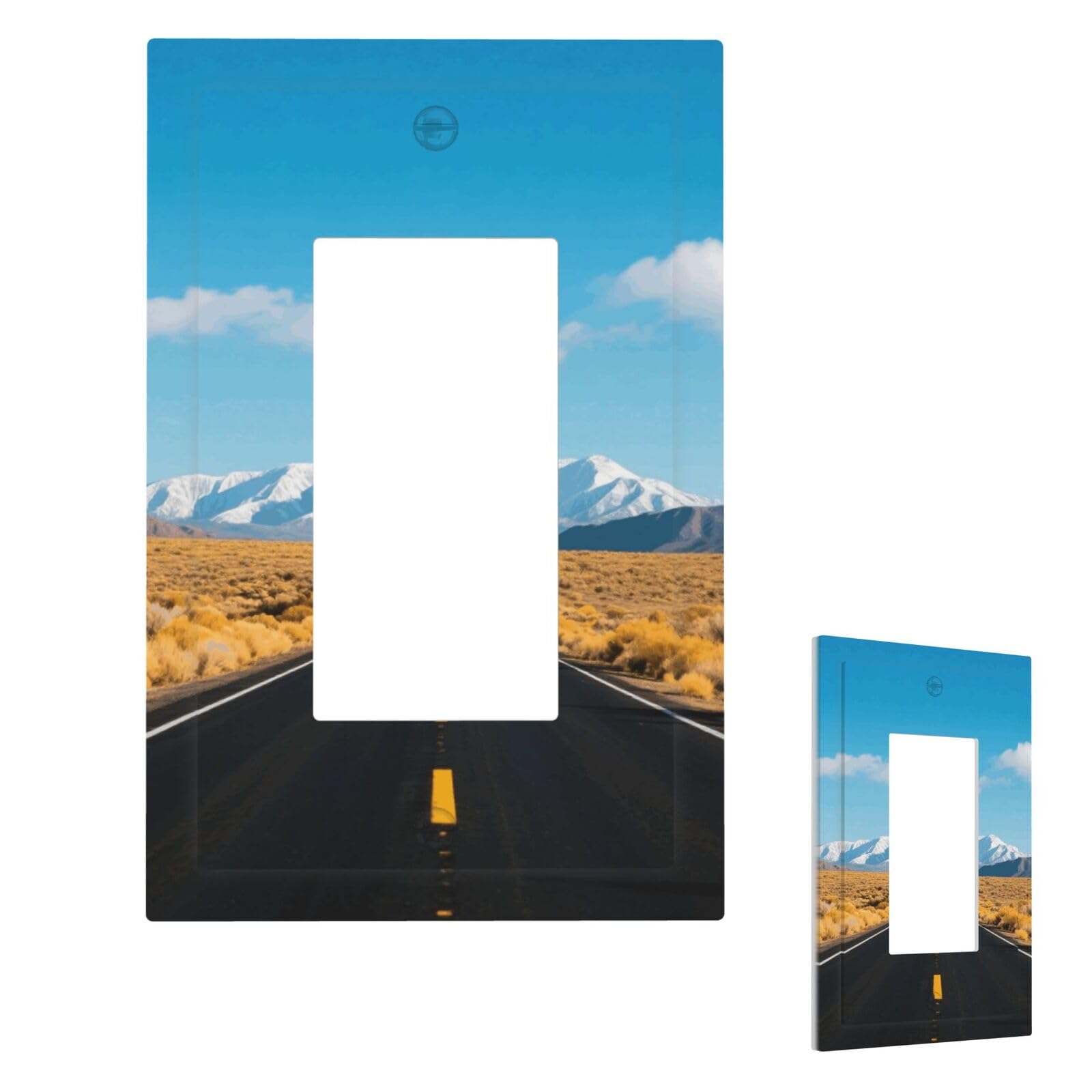 Fekiloot 1 Gang Freeway Highway Road In The Desert Wall Plate Cover Modern Decorative Light Switch Cover Unbreakable Receptacle Outlet Covers For Living Room Bedroom Home Decor