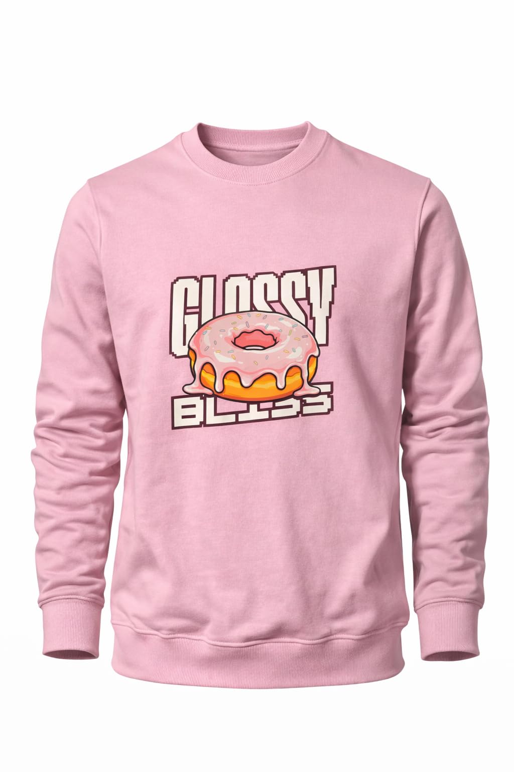 badbee Glossy Bliss Sweatshirt, Pink Oversized Graphic Sweatshirt with Donut Print, Heavyweight Fleece Streetwear-picture-47