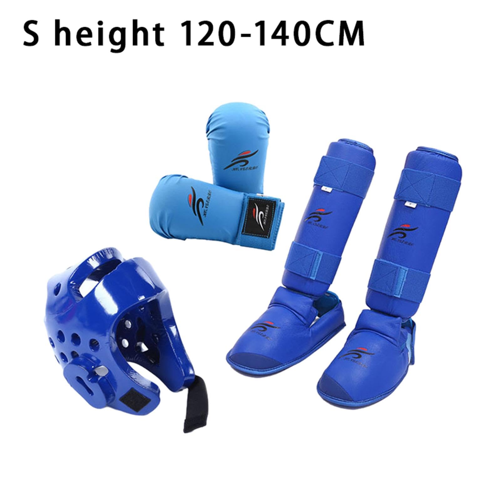 rockible Ensemble D'équipement de Karaté, Gants D'entraînement, équipement de Tête de Boxe avec Protège-Tibia, MMA Sanda Taekwondo Karaté
