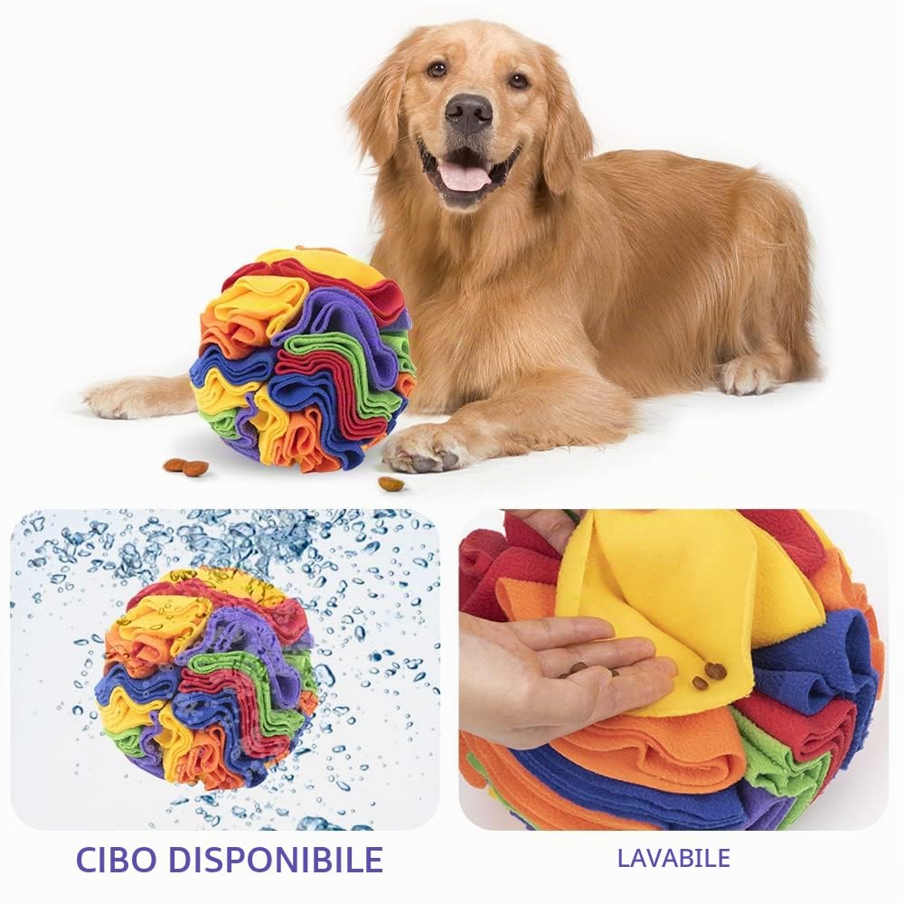 Palla da fiuto per cani, giocattolo interattivo, lavabile, antiodore, antistress 15 cm