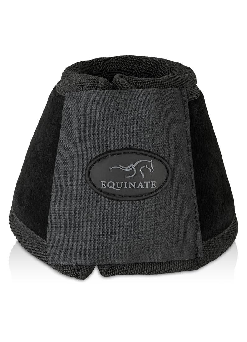 Equinate Fargo - Set di 2 campane per zoccoli con rivestimento in pelle scamosciata, colore: Nero