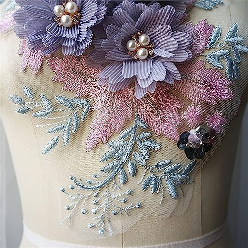 Dentelle avec perles violette pour customiser une robe de soirée