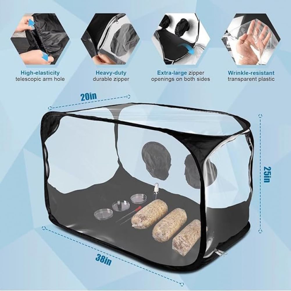 Still Air Box - de Culture de Champignons 38x20x25 Pouces - Poste de Travail à Air Pur, Hotte à Flux Laminaire Silencieuse pour de Culture, Mycologie