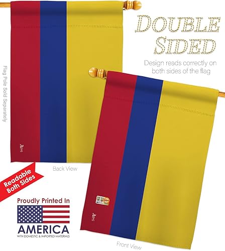 Miniatura 3 de Americana Home & Garden HG140055 Banderas de Colombia de la Nacionalidad Mundial Impresiones Decorativas Casa Vertical 28" X 40" 13" 18.5" Doble
