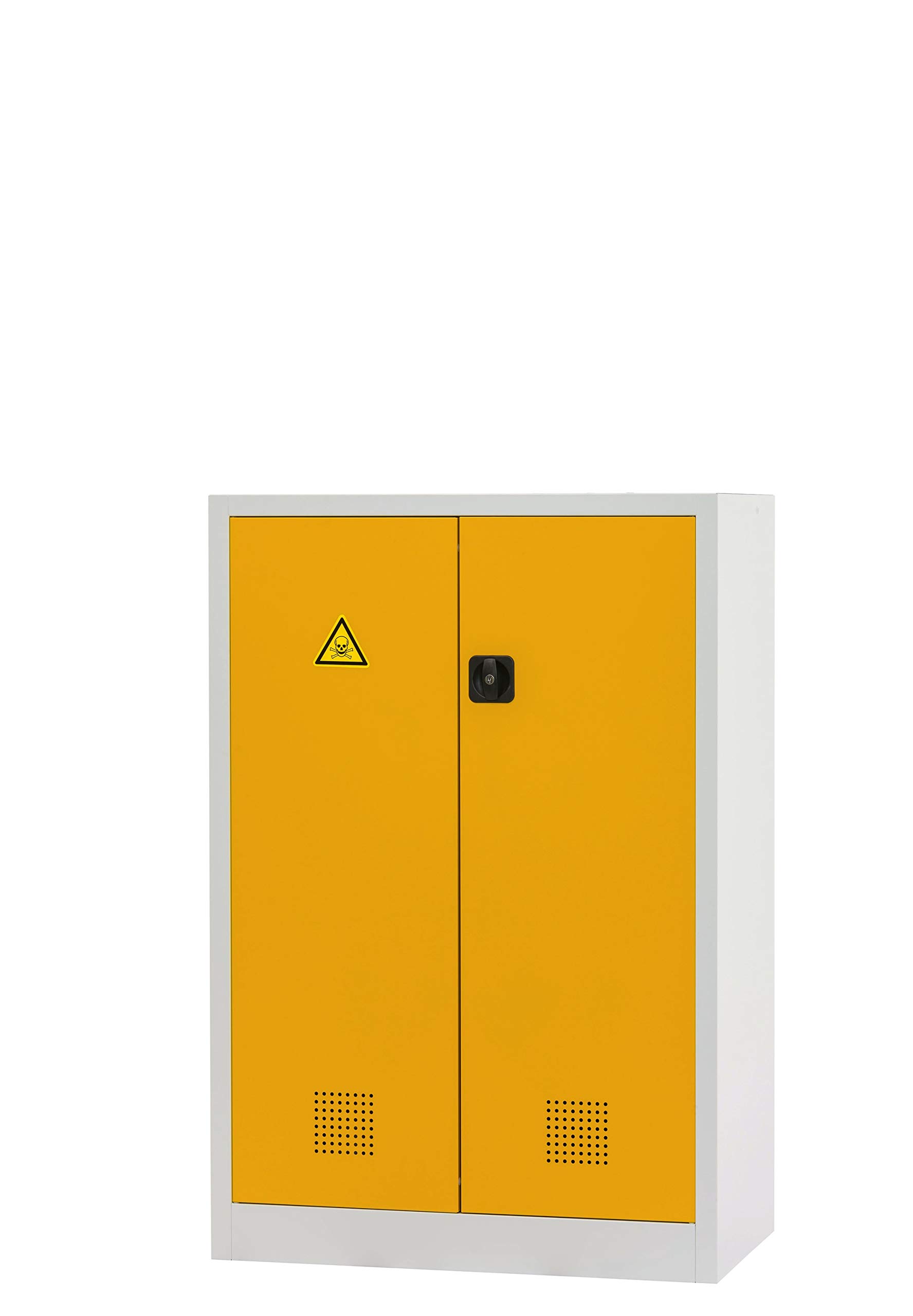ASECOS Chemikalienschrank, RAL 7035/RAL 1004, 3 WB (St.bl.) zur sicheren und vorschriftmäßigen Lagerung von verschiedenen Gefahrstoffen in einem Schrank