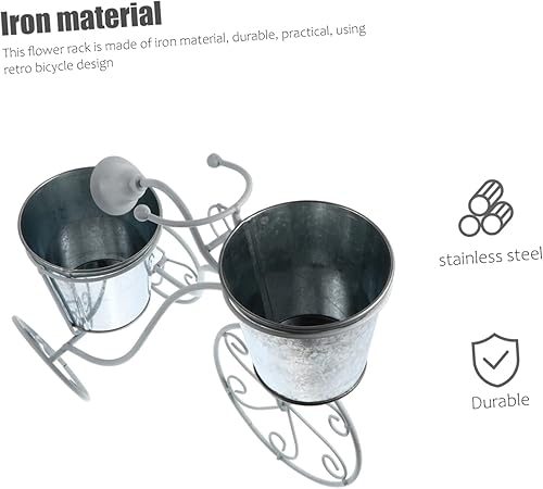 Miniatura 7 de BESTonZON Soporte de bicicleta para plantas de interior y exterior, maceta interior en maceta, soporte para macetas de jardinería, soporte de metal