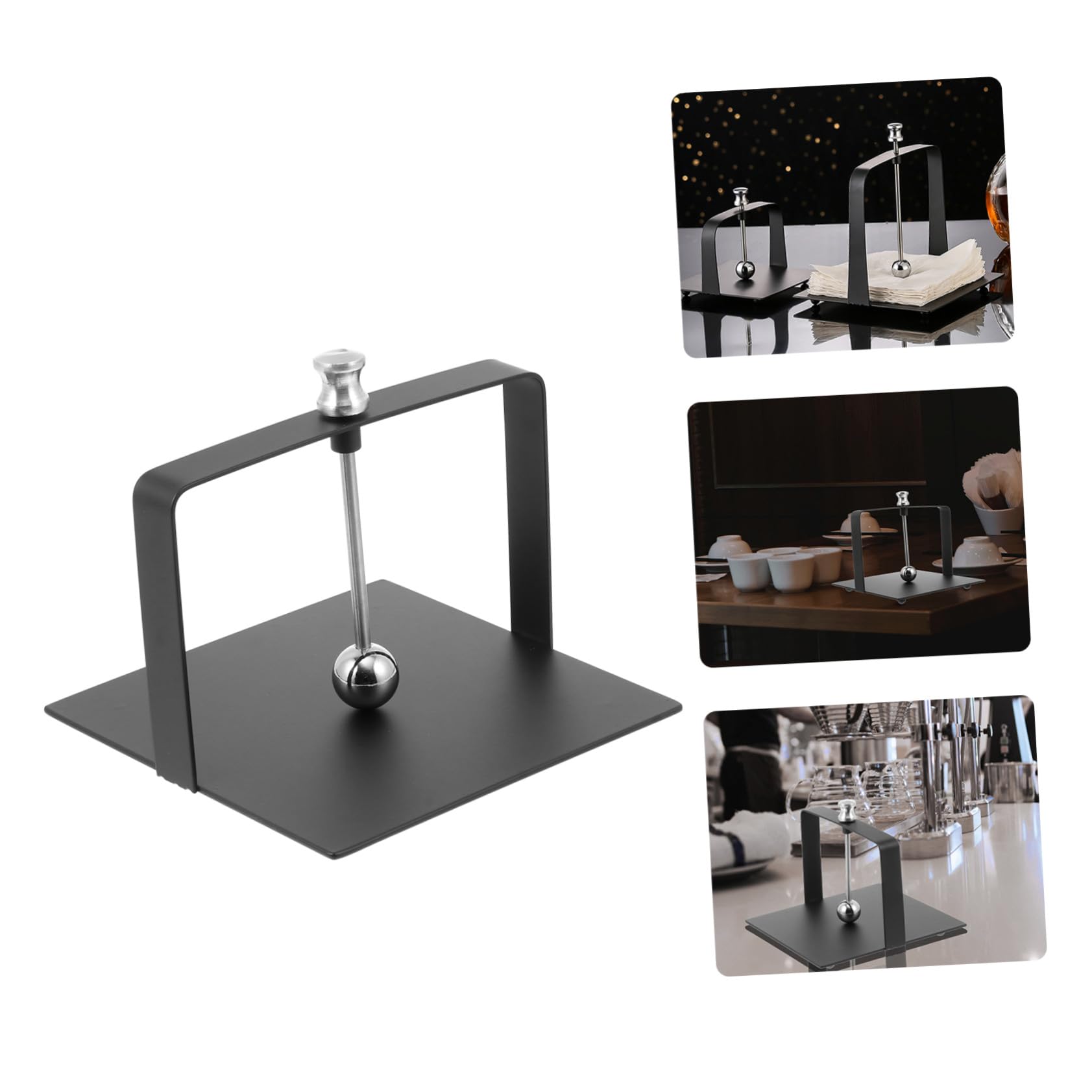 Portatovaglioli da Tavola Verticale in Acciaio Inox Nero Elegante