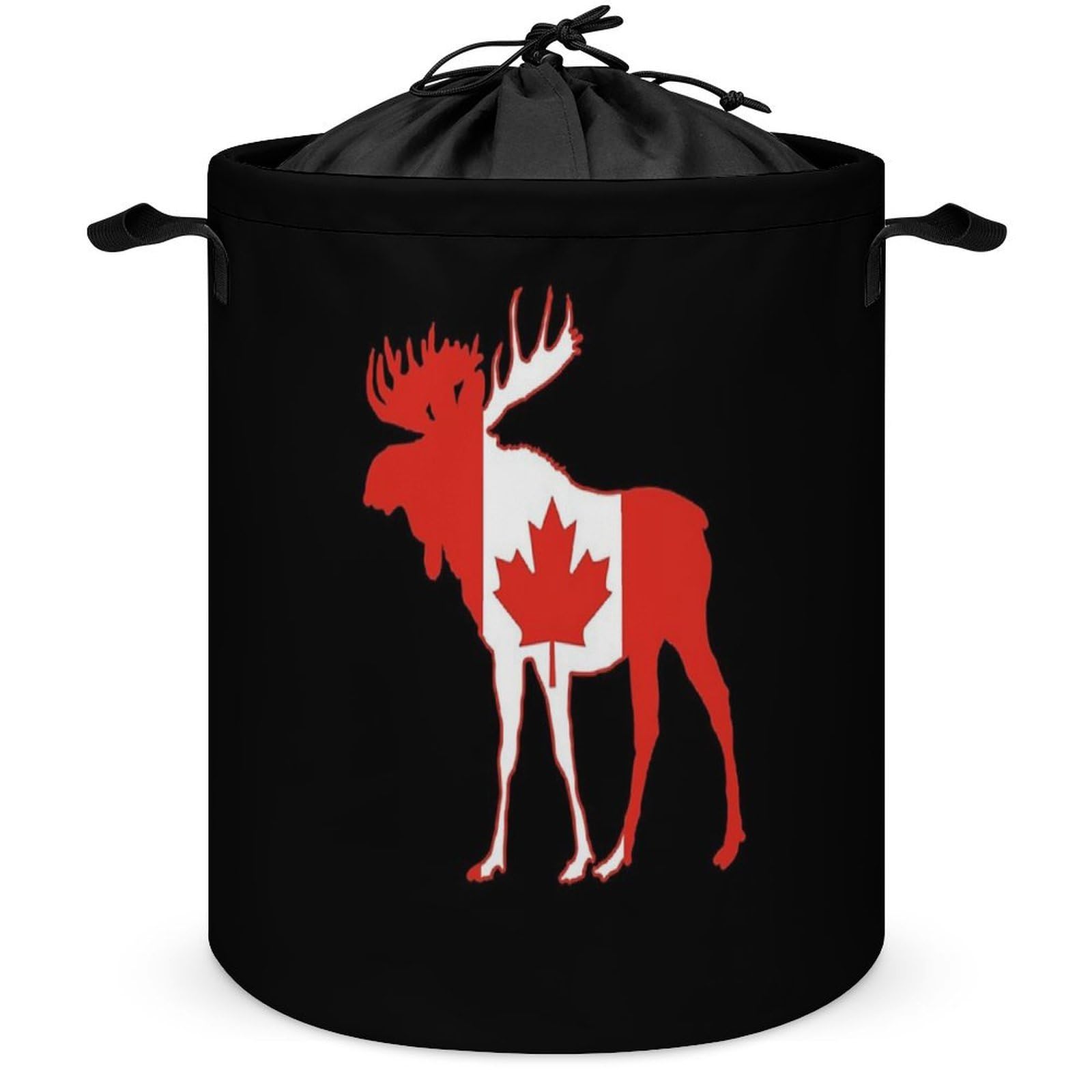 Qjjinxior Drawstring Laundry Hamper, Canada Deer Laundry Basket, Washing Basket with Handle