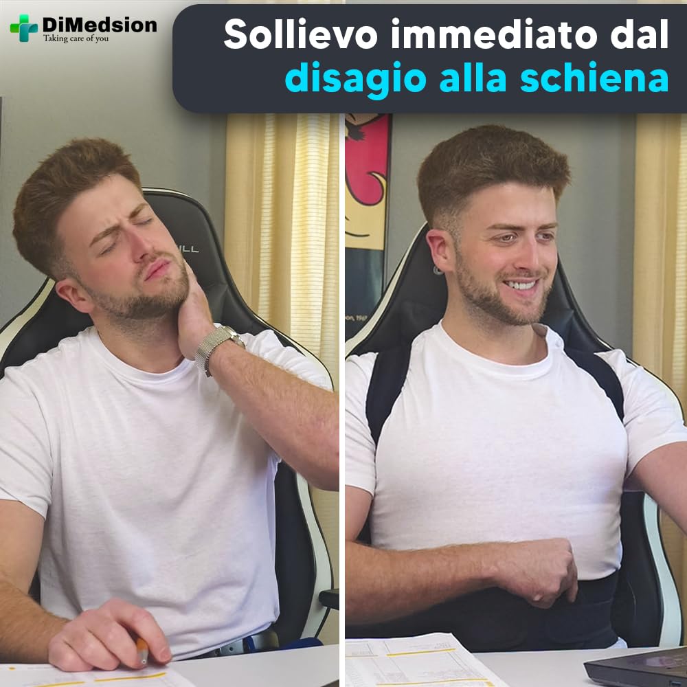 Correttore Posturale Spalle Schiena | Fascia Posturale Spalle e Schiena Traspirante, Busto Correttore Posturale con Borsa, Postura Schiena Uomo, Bustino Schiena Postura (L)