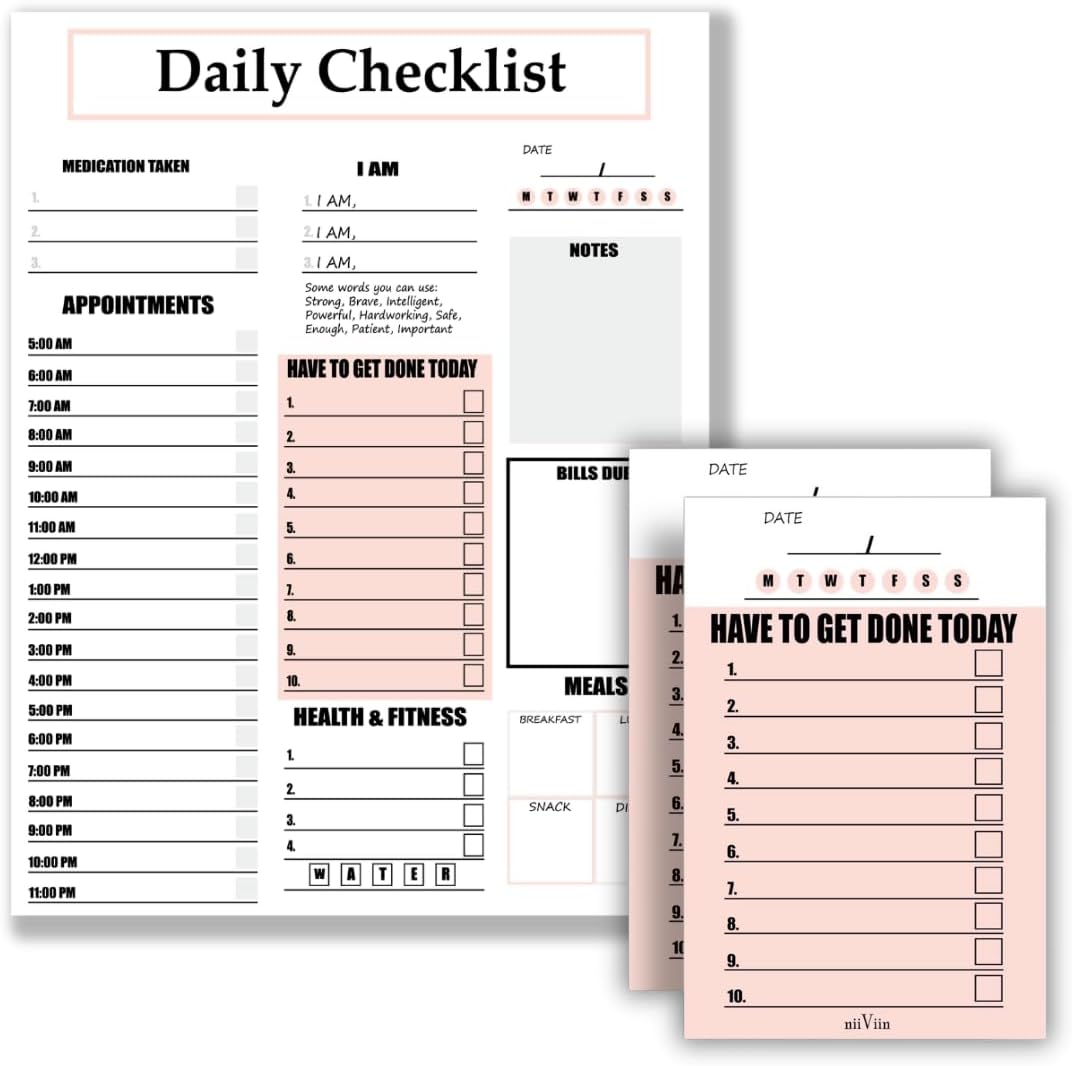 NiiViin Daily Planner Notepad Bundle ADHD Planner for
