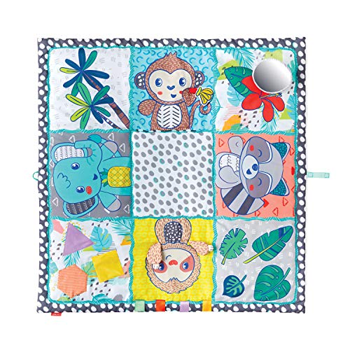 INFANTINO Tapis géant des découvertes Infantino 122cmx122cm, Exploration sensorielle, Nomade, Bébé couché ou assis, miroir