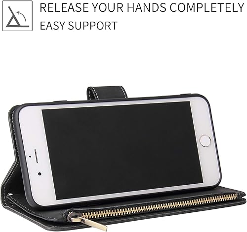 Miniatura 3 de UEEBAI - Cartera clásica de cuero sintético con cierre magnético, funda de iPhone con cierre