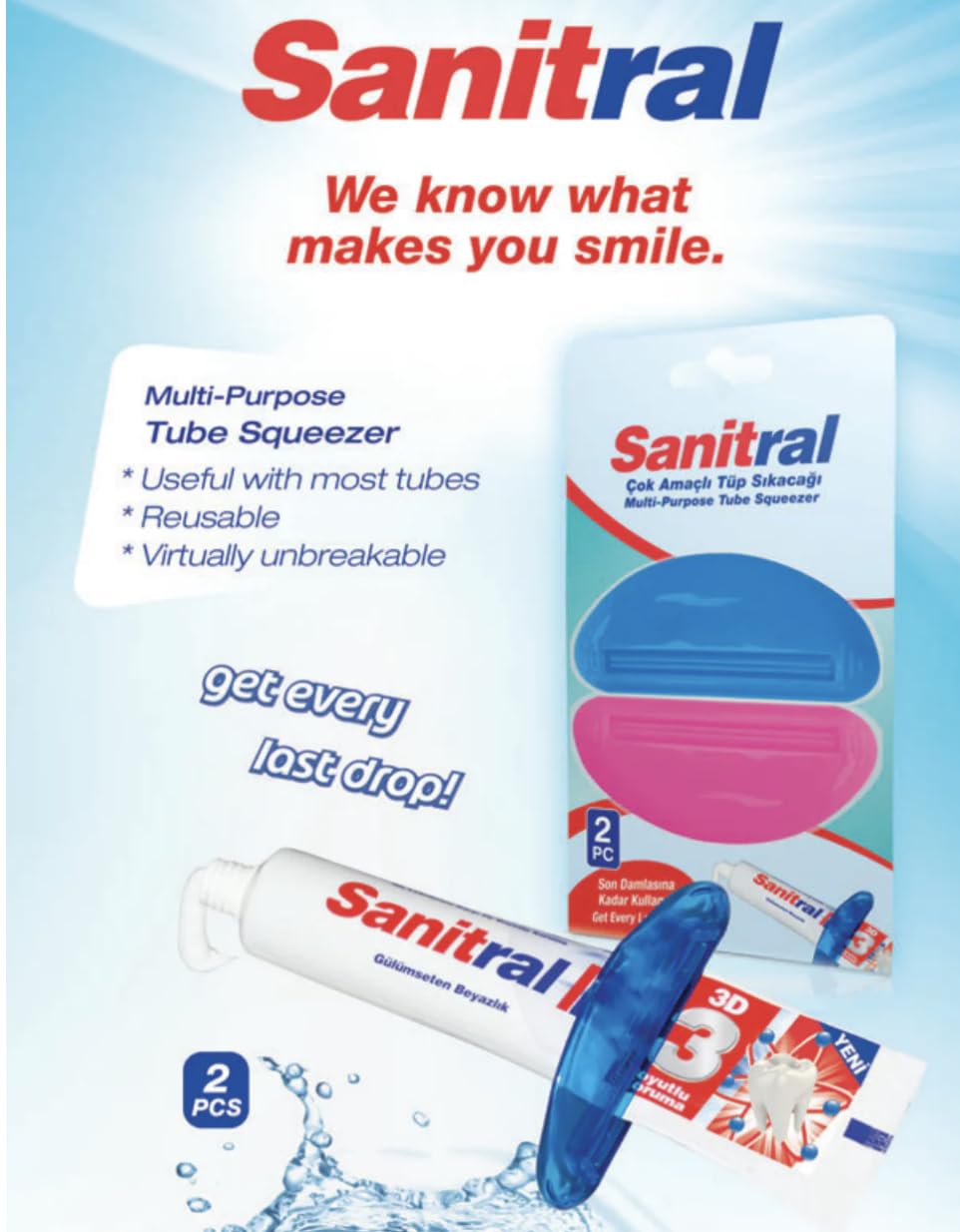 Baby Oral Care Set – Aqua Fresh Milk Teeth Baby Toothpaste 50 ml (confezione da 3) + Sanitral dentifricio tubo spremiagrumi