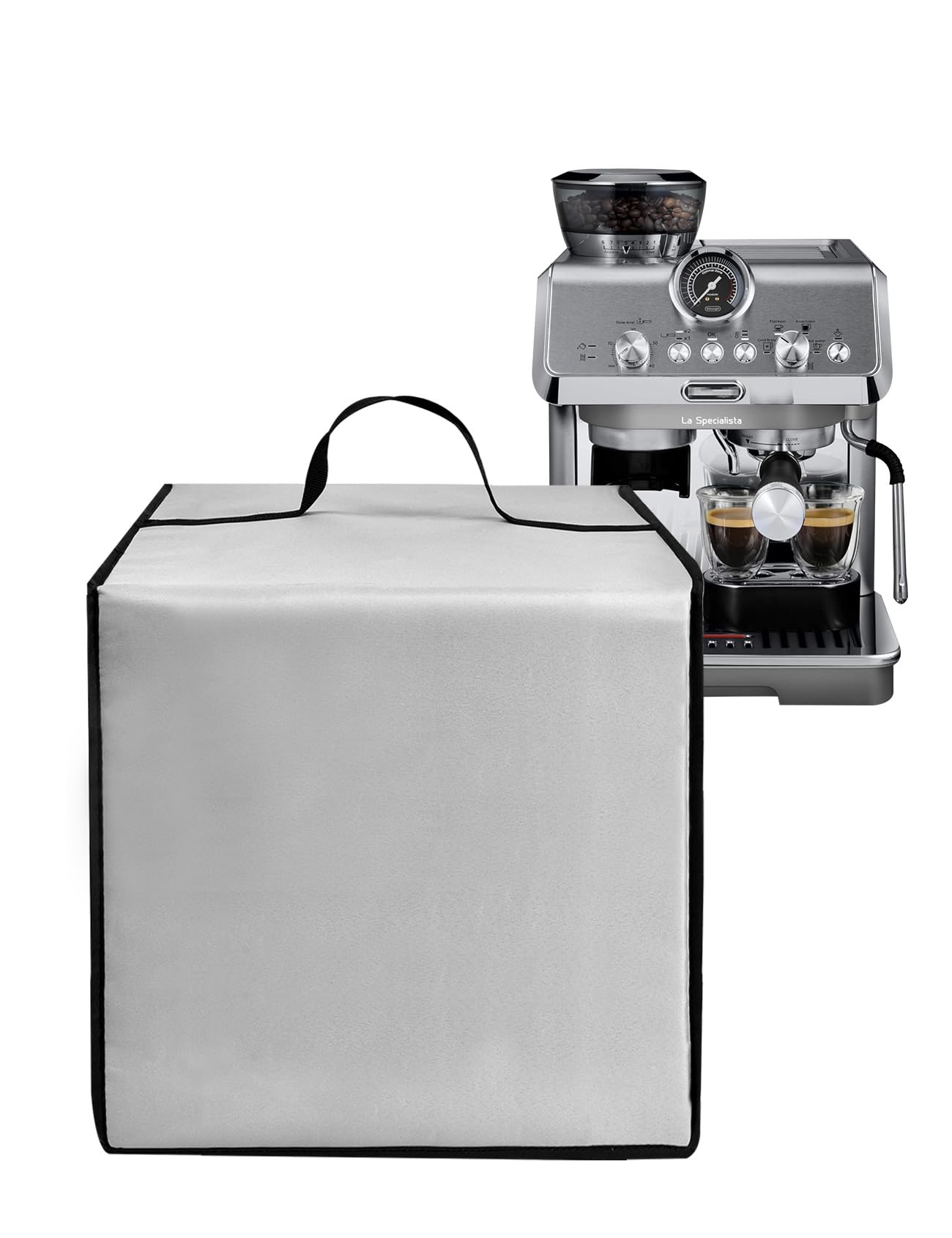 Espresso Machine Dust Cover Heavy Duty Waterproof Nylon Case for De'Longhi La Specialista Arte Evo Espresso Machine EC9255M Coffee Maker,Silver