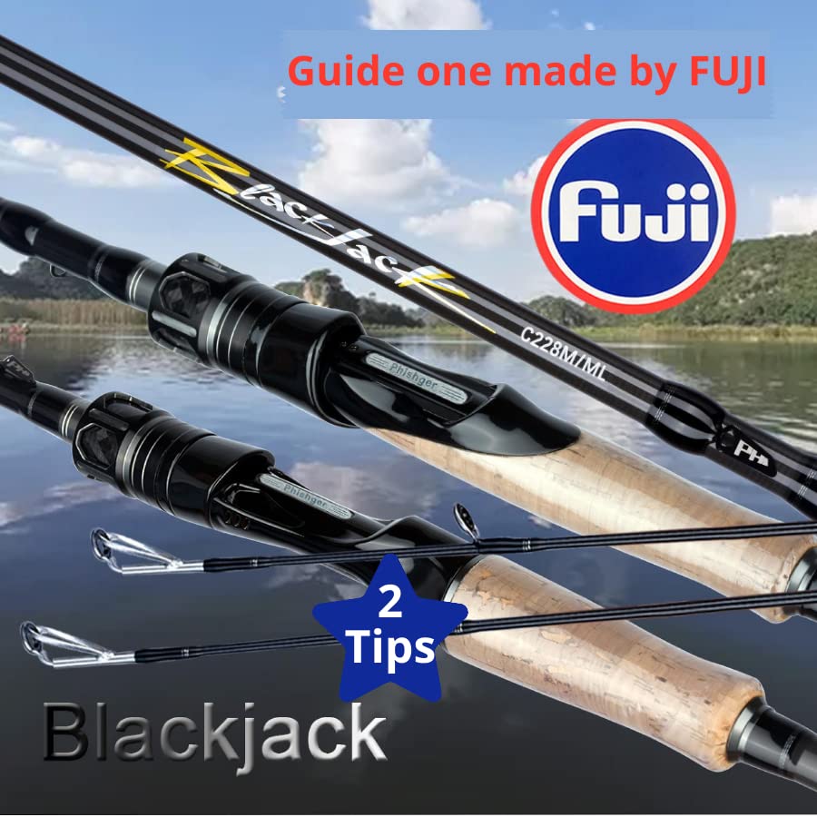 Canne à pêche rotative Blackjack avec 2 pointes interchangeables action extra rapide