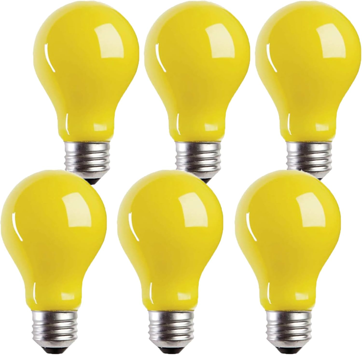 LED Yellow Bug Light Bulbs 3W (25W Equivalent) A19 Yellow Light Bulb LED Bug Bulb E26 Base Edison Decorative Bulb 2000K Amber Night Light Bulb for Outside Porch Patio Backyard Hallway,6 Pack