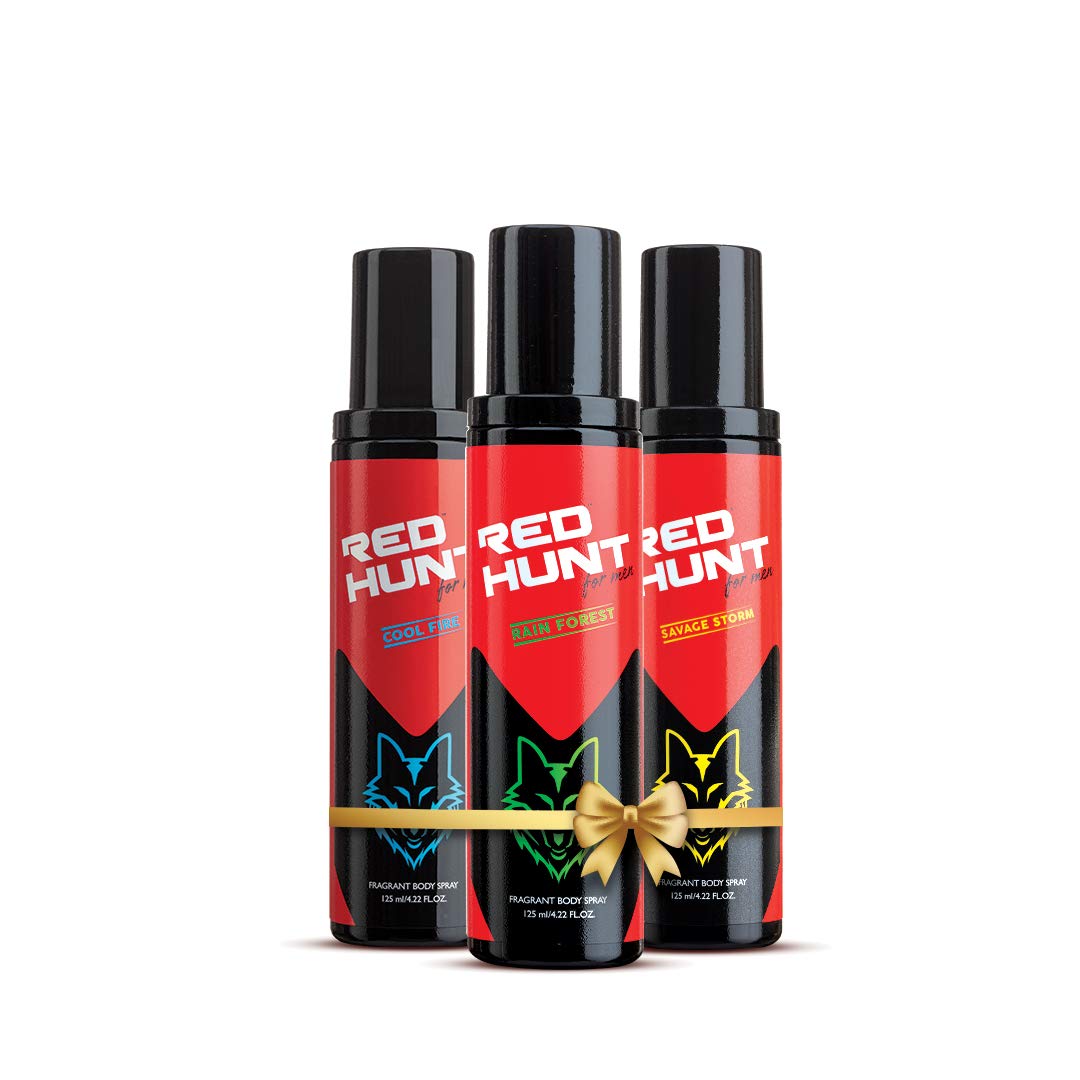 RED HUNTBody Spray Combo for men Pack of 3(Cool Fire, Savage Storm, Rain Forest)