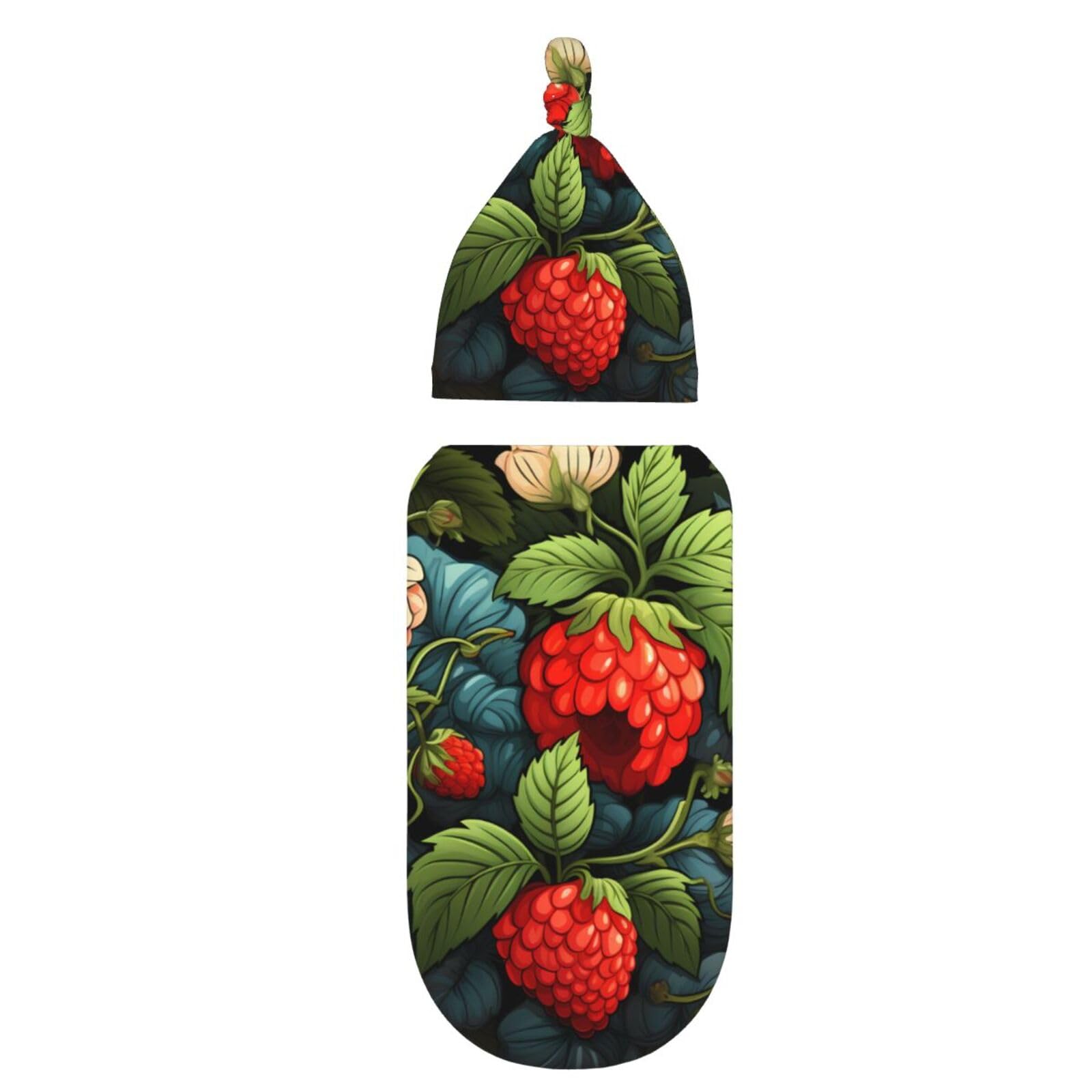 3D Truskawkowy koc i czapka dla noworodków, przytulny szal dla niemowląt, malucha, komfort, 29 x 53 cm