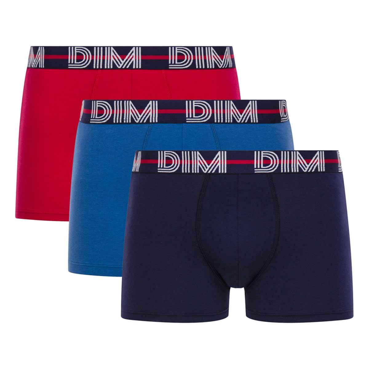 DIM Homme – Boxers Style Powerful Coton Stretch x3 | Ceinture Graphique Colorée | Confort Optimal | Coton Doux Extensible