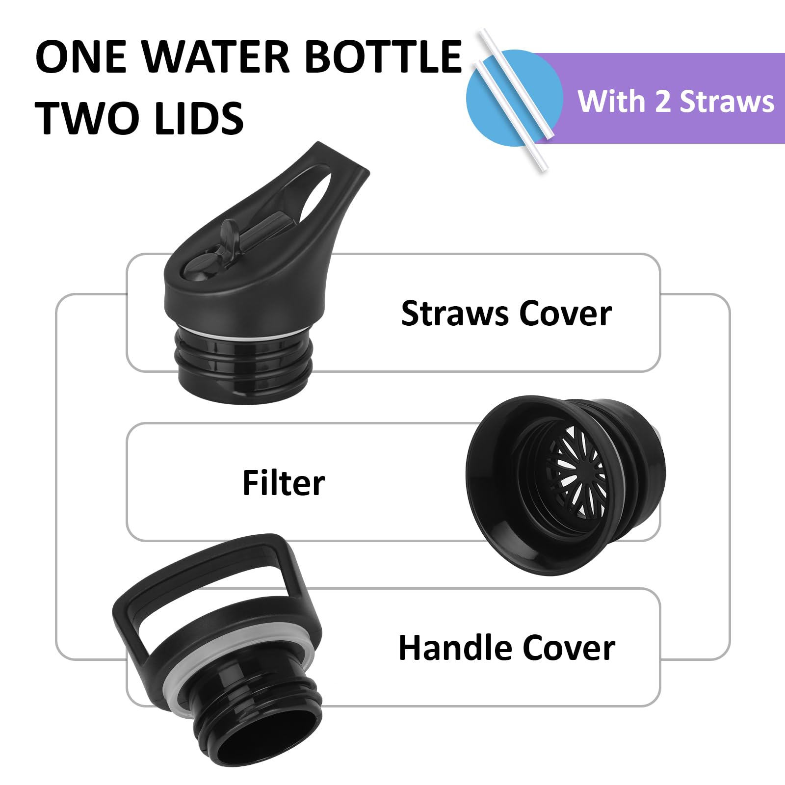 Borraccia 750 ml, Borraccia Termica Senza BPA, Borracia con Cannuccia, Senza Perdite, Bottiglia Termica, Isolato Sottovuoto, Borracce Termiche per Campeggio, Viaggio, Corsa, Fitness, Palestra