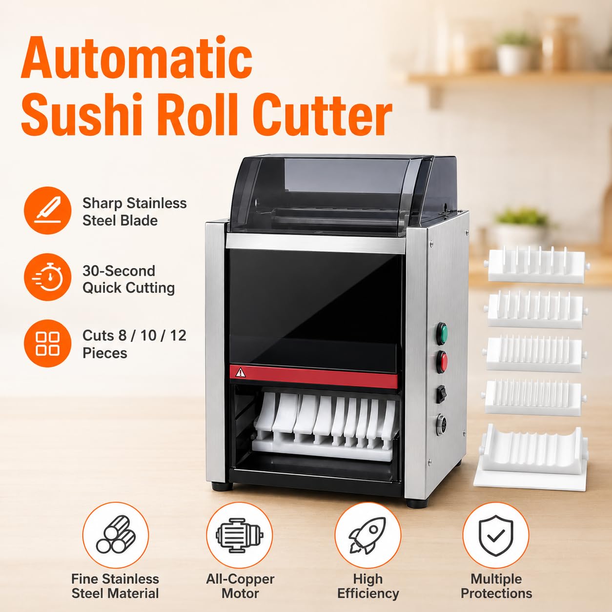 Sushi Rollschneidemaschine, Automatisches Sushi-Zubereitungswerkzeug mit Edelstahlklinge für Buffets und Bankette, ideal für einfache Sushi-Herstellung