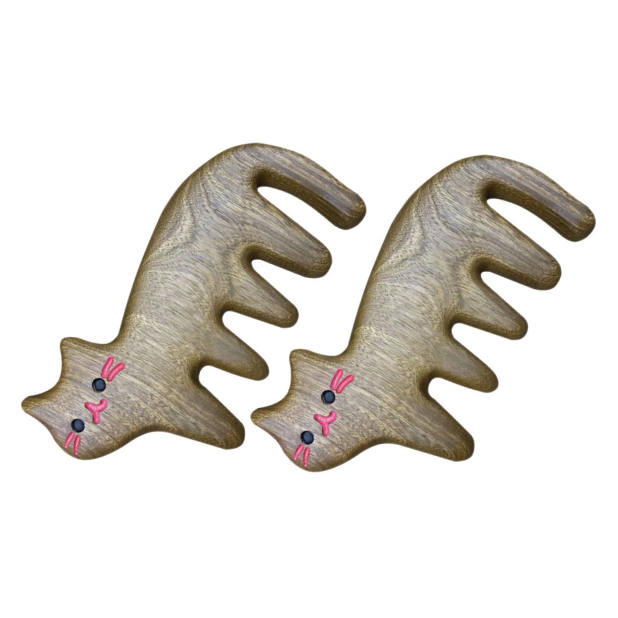 Ipetboom 4pièces Peigne De Massage Bois Forme De Chat Peigne Large Pour Démêler Les Cheveux Massage Du Chevelu Pour Types De Cheveux Portable Et Pratique