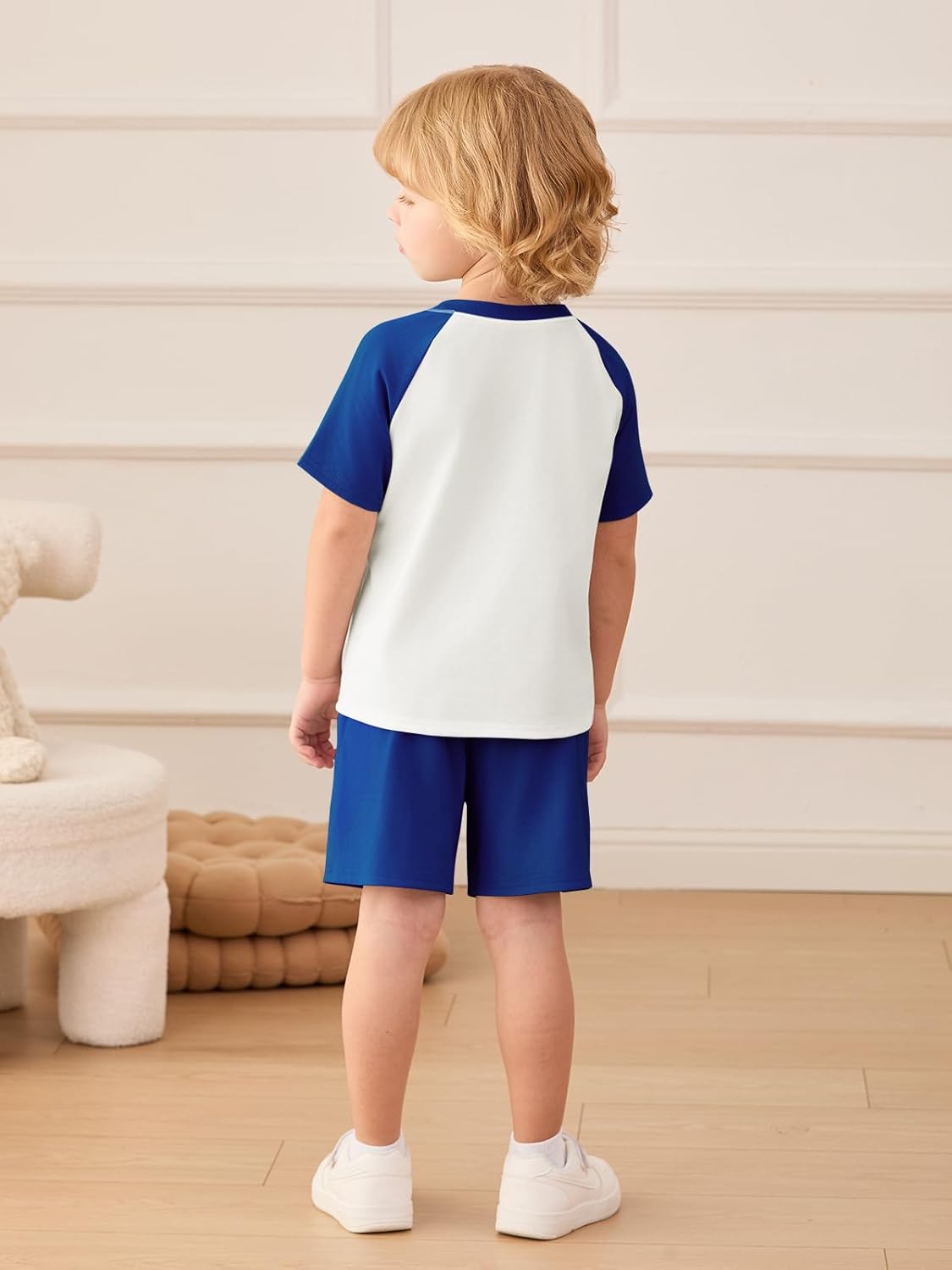 Haloumoning Toddler Baby Boy 2 Piece Summer Outfits Kids Colorblock Short Sleeve Raglan T Shirts and Shorts Set Clothes 1-8Y - Image 5