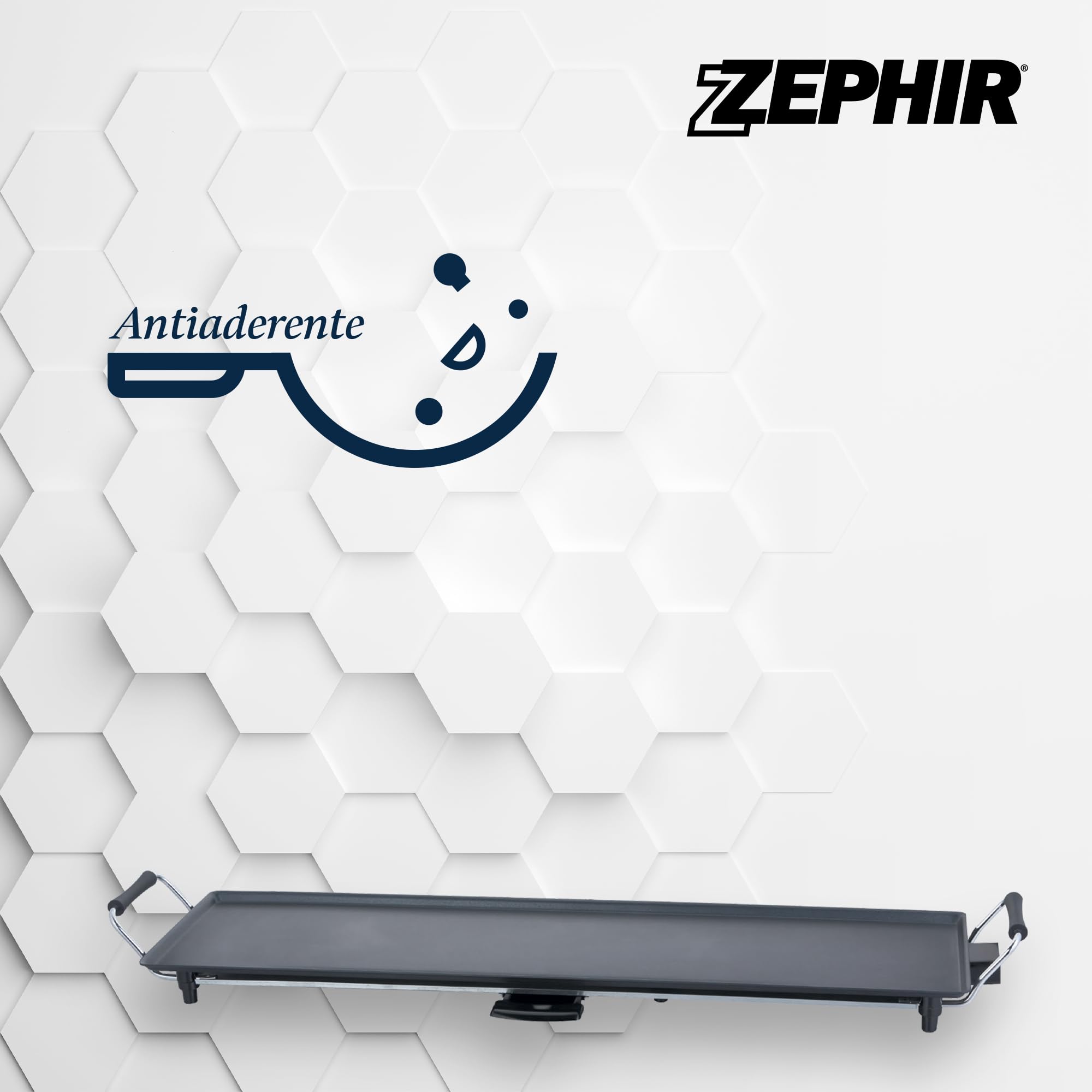 Zephir Griglia Teppanyaki Elettrica 2000W, Ampia Superficie Di Cottura, Termostato Regolabile E Amovibile, Maniglie Termoisolanti, Piedini Antiscivolo