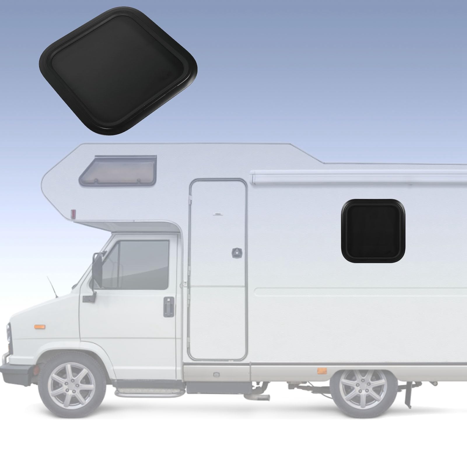 Naroote Naprawiono Okno do Samochodu Kempingowego z ą ze Stopu Aluminium i Czarnym Szkłem Hartowanym do Kampera i Przyczepy 500 X 500 Mm (ścian o grubości 26–31 mm/1–1,2 cala)