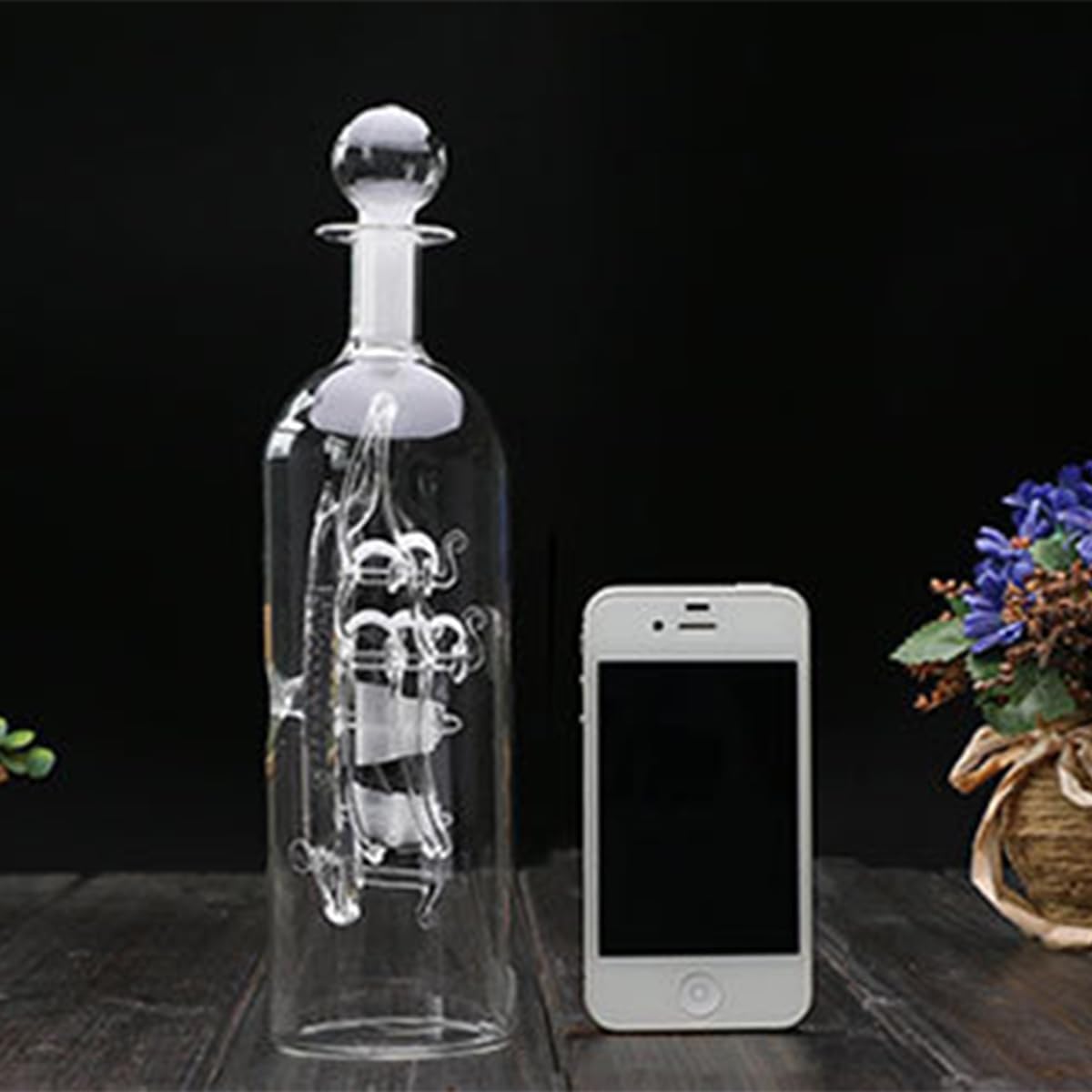Ship in A Bottle Glass Boat Wooden Home Room Decoration Vintage Hogar Decoration Accessories (White)